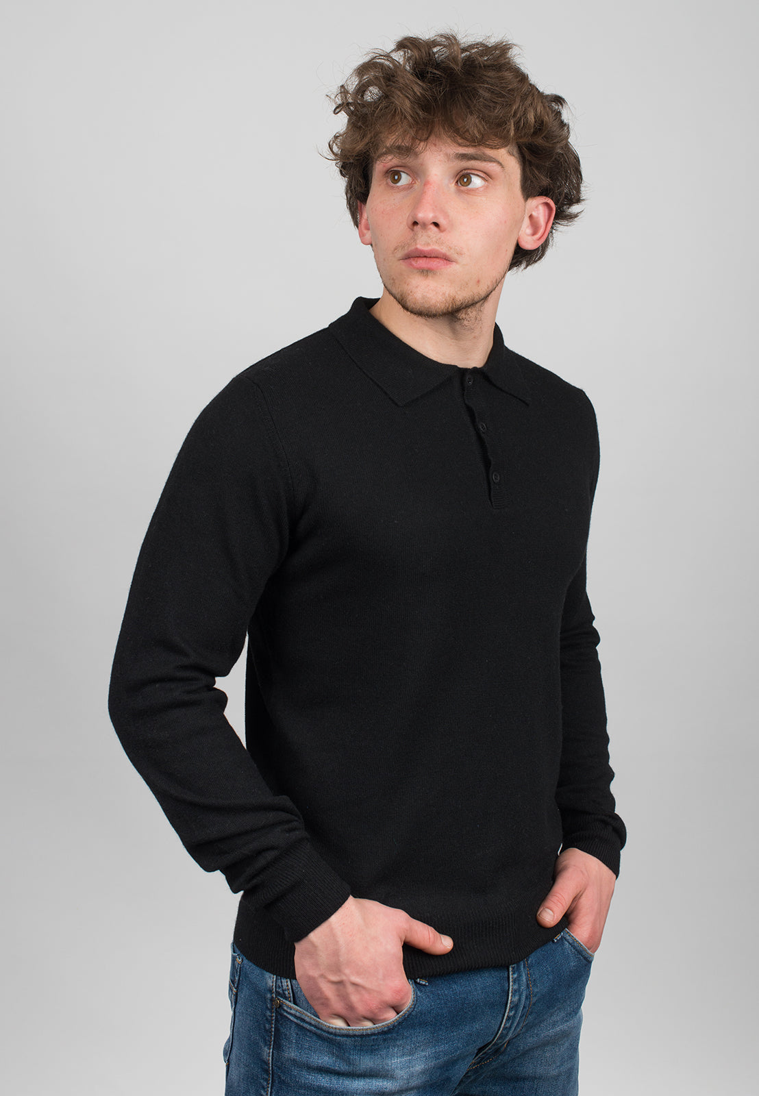 Polo misto cashmere, colore Beige, vista 3 | Dalle Piane Cashmere