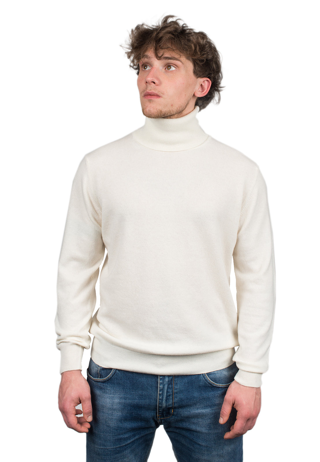 Pull col roulé homme mélange cachemire, coloris Crème | Dalle Piane Cashmere