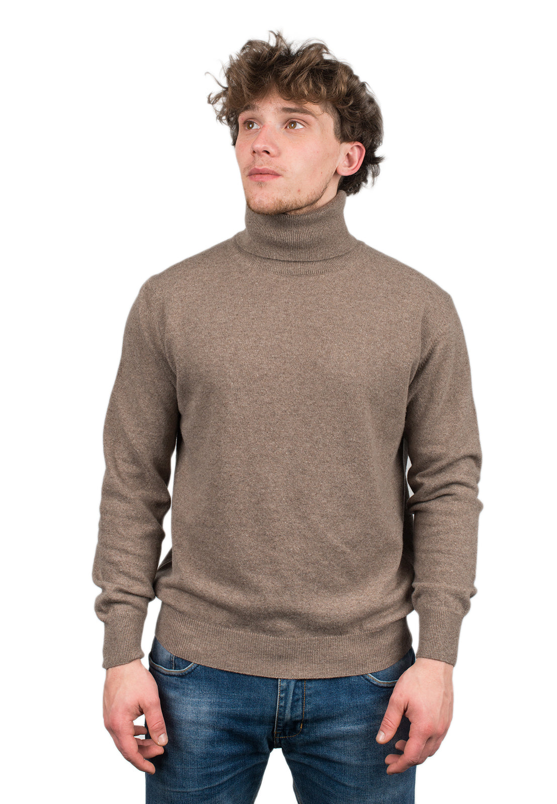 Pull col roulé homme mélange cachemire, coloris Vison | Dalle Piane Cashmere