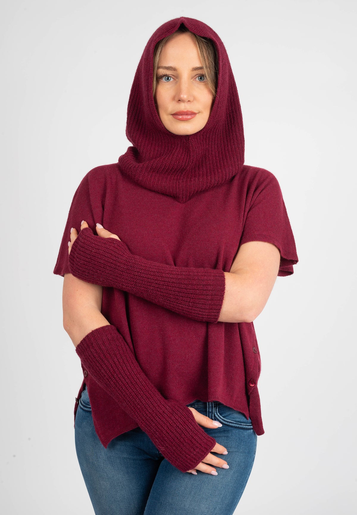 Cagoule mélange cachemire, coloris Bordeaux, vue 4 | Dalle Piane Cashmere