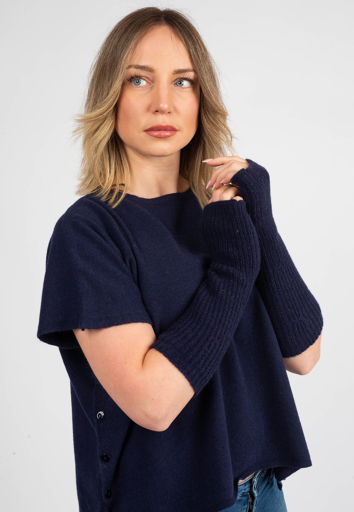 Manchettes, coloris Bleu, vue 3 | Dalle Piane Cashmere