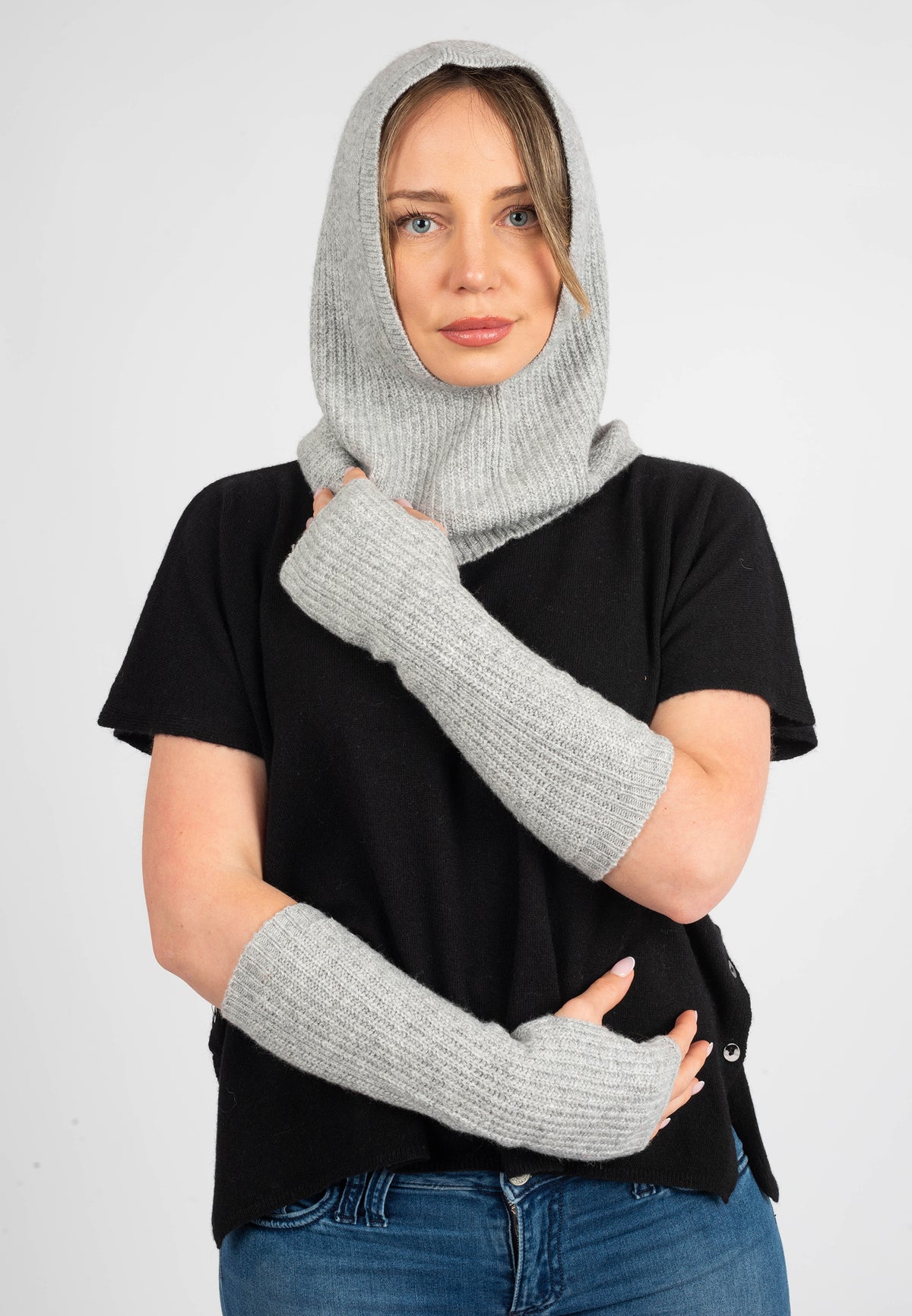 Cagoule mélange cachemire, coloris Gris, vue 4 | Dalle Piane Cashmere