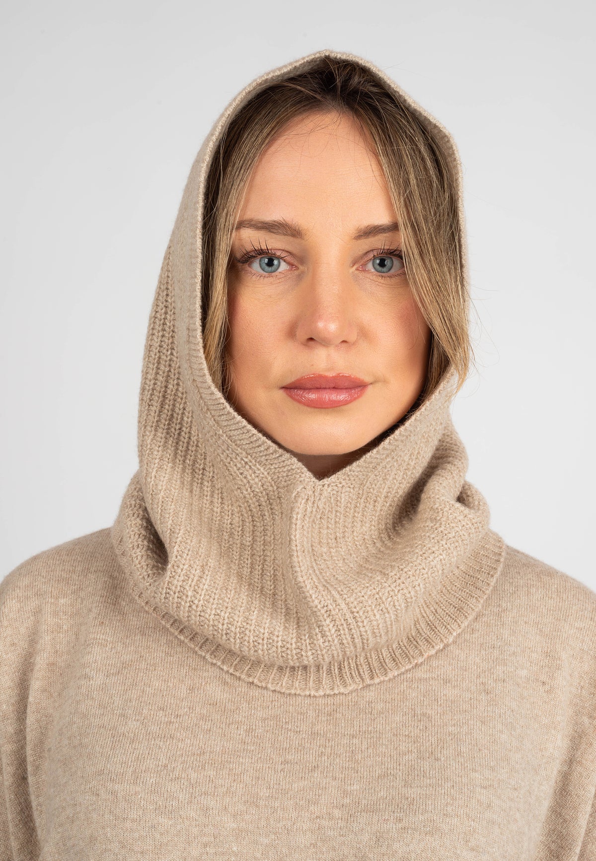 Cagoule mélange cachemire, coloris Beige | Dalle Piane Cashmere