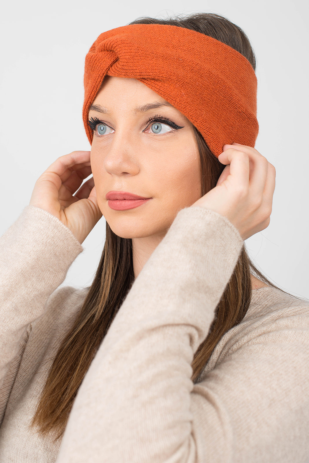 Bandeau femme mélange cachemire, coloris Orange, vue 2 | Dalle Piane Cashmere