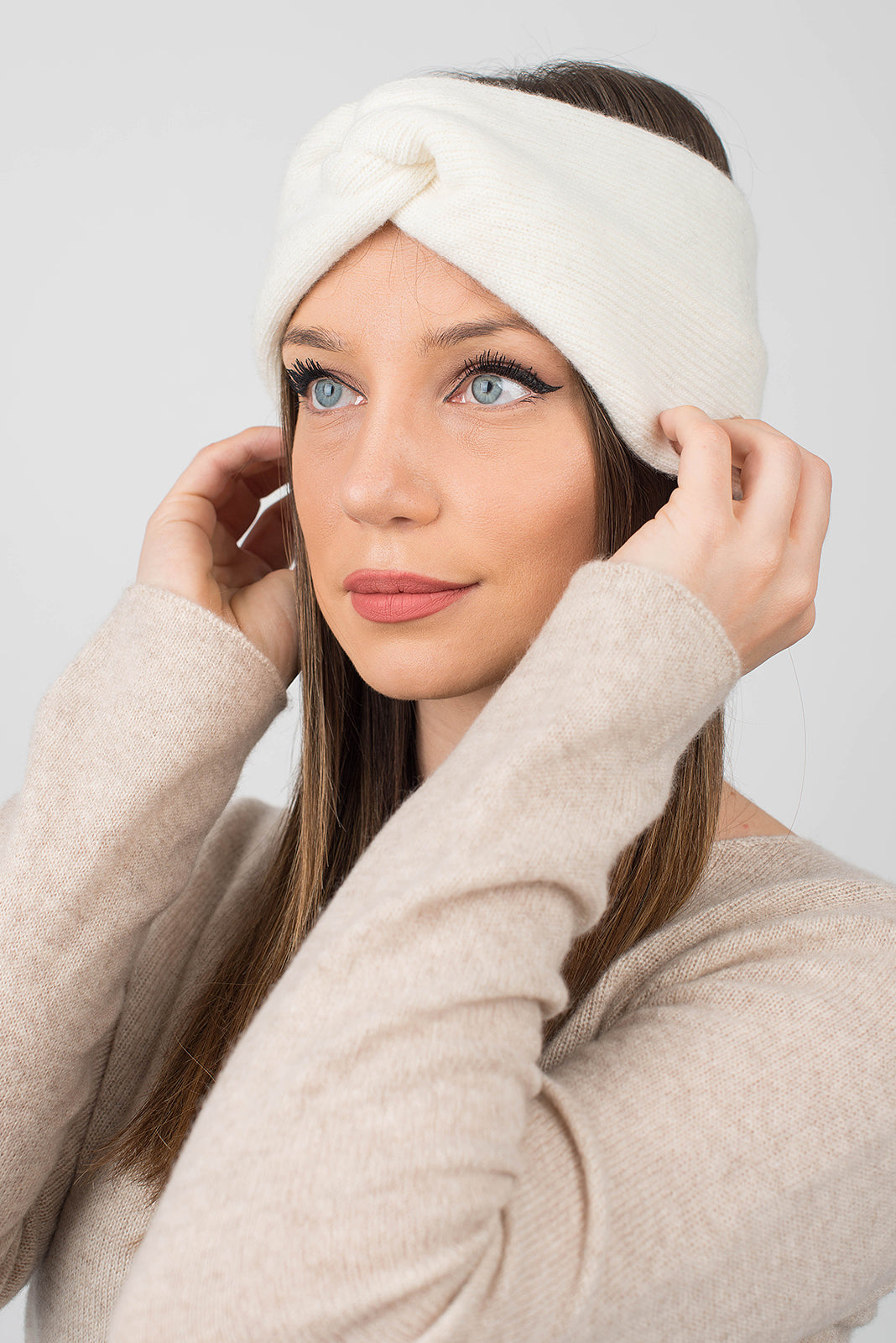 Bandeau femme mélange cachemire, coloris Crème, vue 2 | Dalle Piane Cashmere