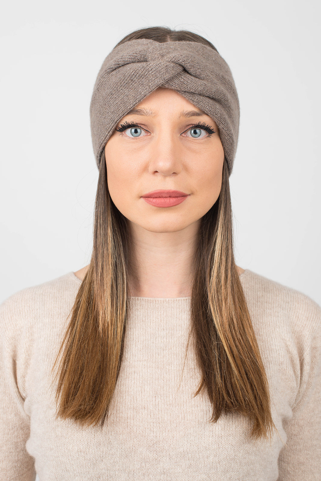 Bandeau femme mélange cachemire, coloris Vison | Dalle Piane Cashmere
