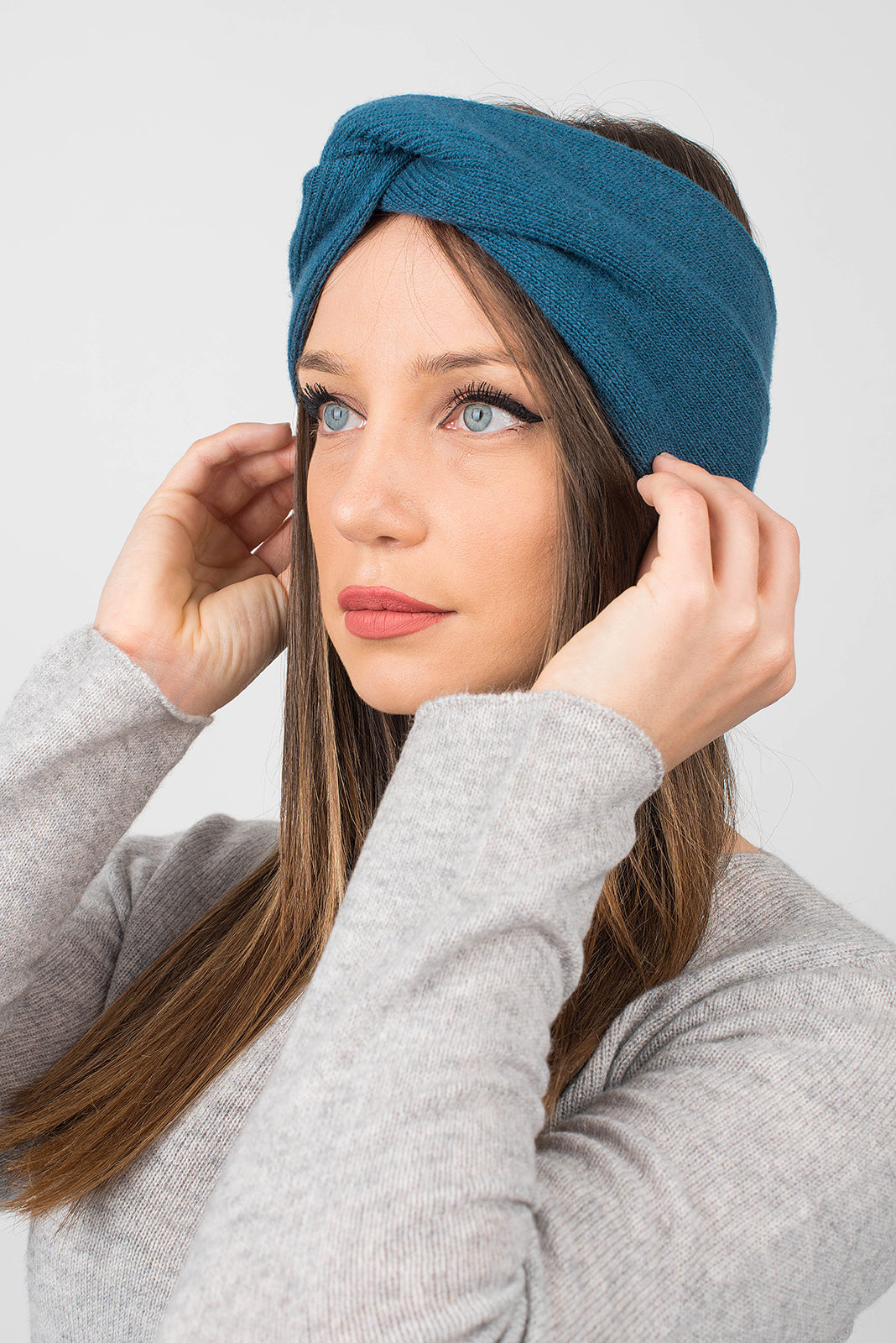 Bandeau femme mélange cachemire, coloris Pétrole, vue 2 | Dalle Piane Cashmere