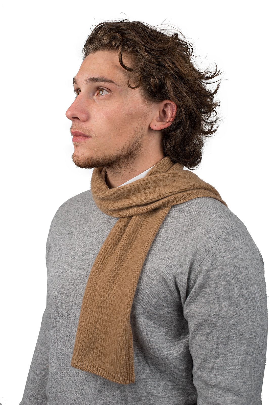 Petite écharpe homme 100 % cachemire, coloris Camel | Dalle Piane Cashmere