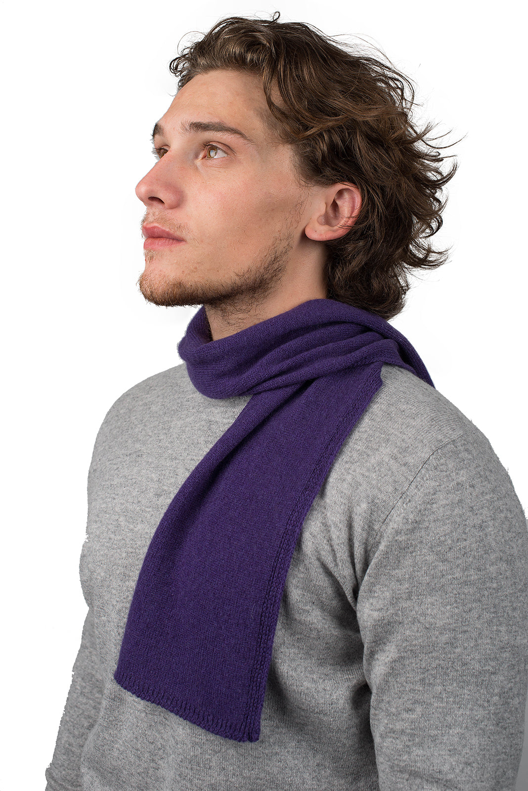 Petite écharpe homme 100 % cachemire, coloris Violet | Dalle Piane Cashmere