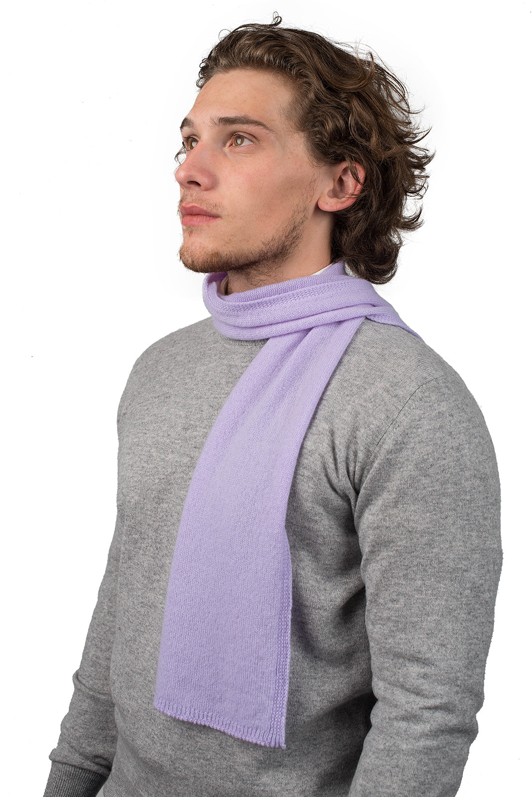 Petite écharpe homme 100 % cachemire, coloris Lilas | Dalle Piane Cashmere