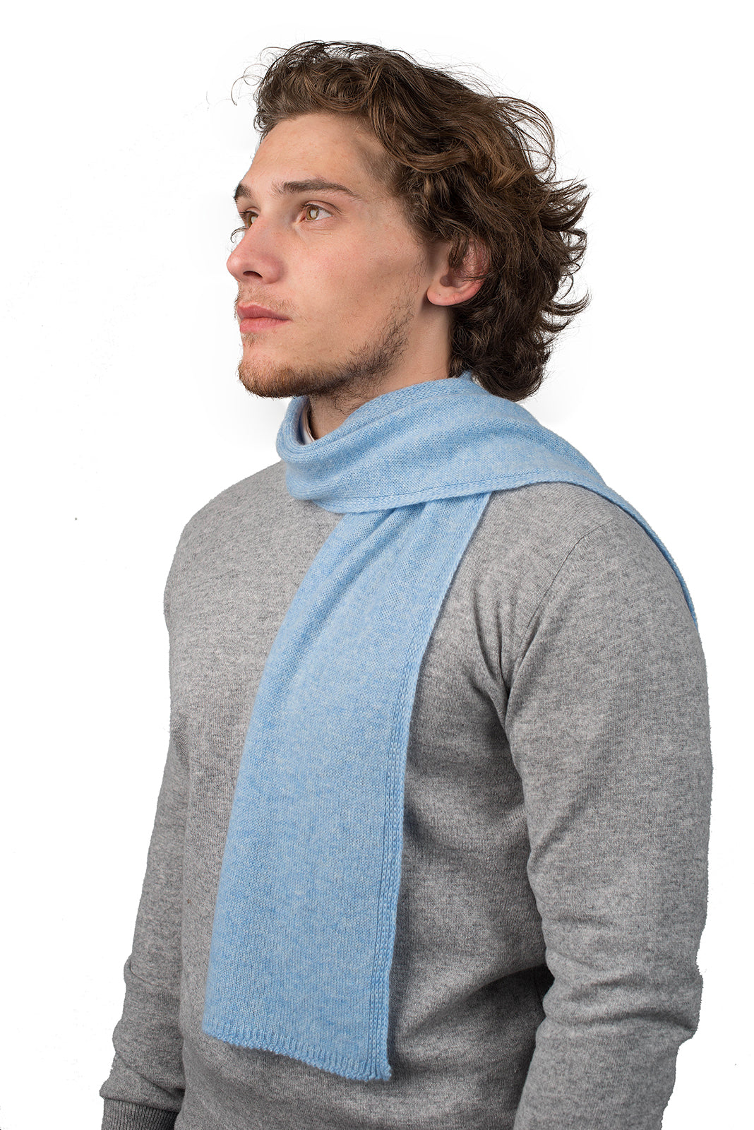 Petite écharpe homme 100 % cachemire, coloris Ciel | Dalle Piane Cashmere