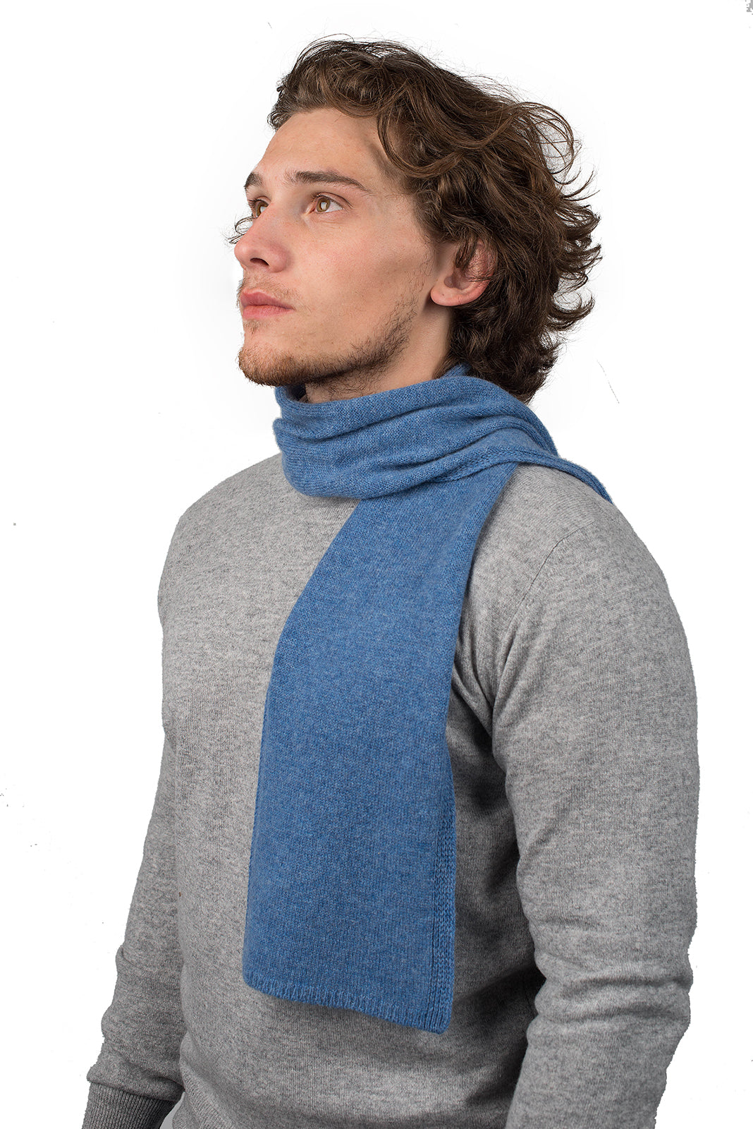 Petite écharpe homme 100 % cachemire, coloris Azur | Dalle Piane Cashmere