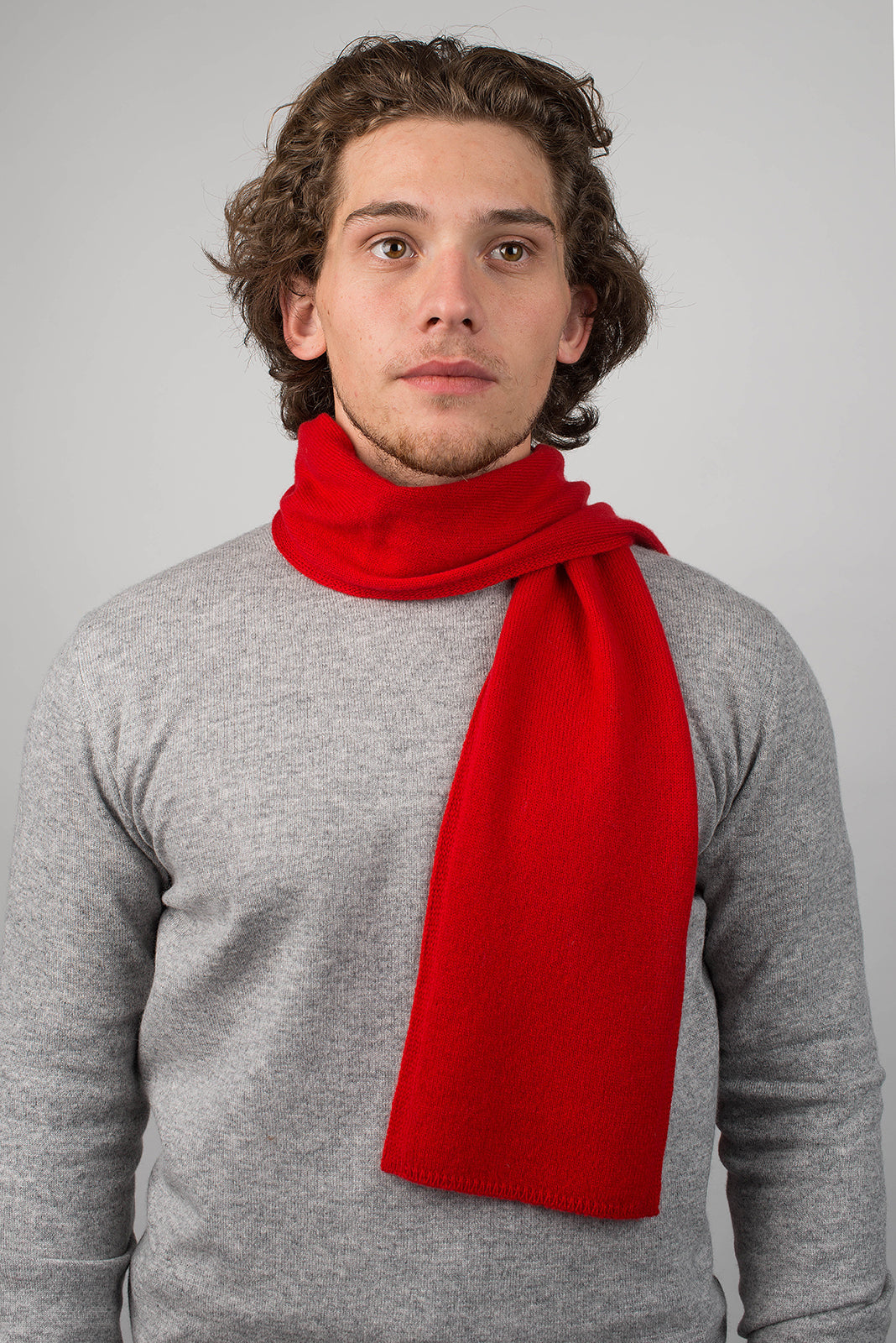 Petite écharpe homme 100 % cachemire, coloris Rouge, vue 2 | Dalle Piane Cashmere