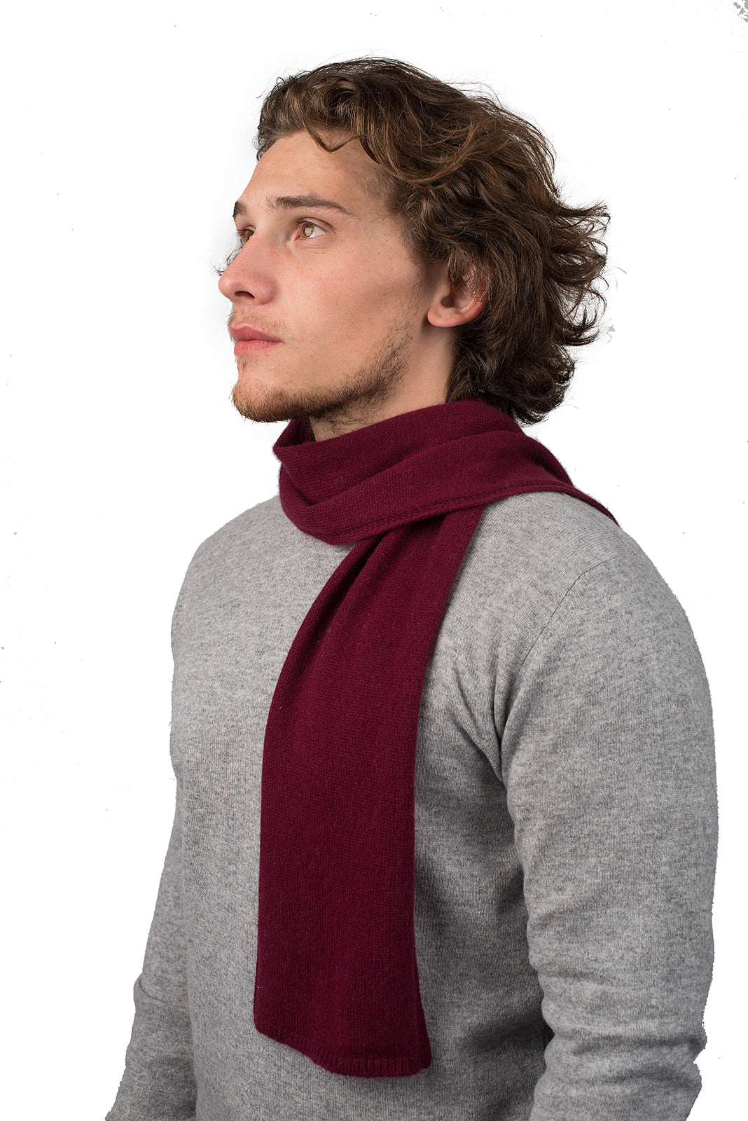 Petite écharpe homme 100 % cachemire, coloris Bordeaux | Dalle Piane Cashmere