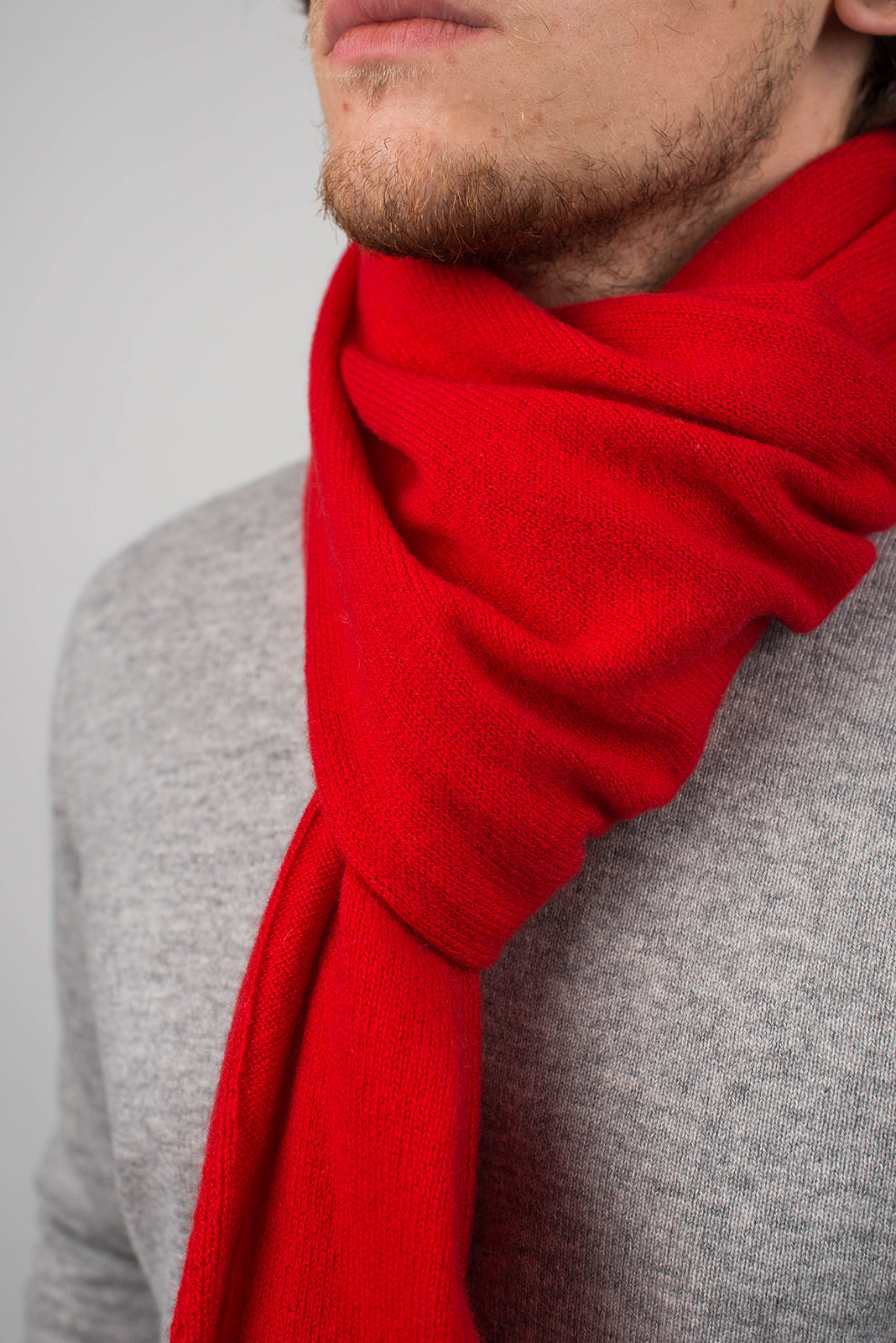 Écharpe large homme 100 % cachemire, coloris Rouge, vue 4 | Dalle Piane Cashmere
