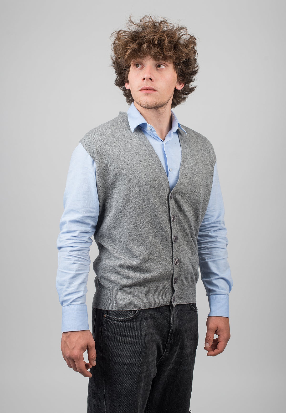 Gilet sans manches homme mélange cachemire, coloris Gris, vue 2 | Dalle Piane Cashmere