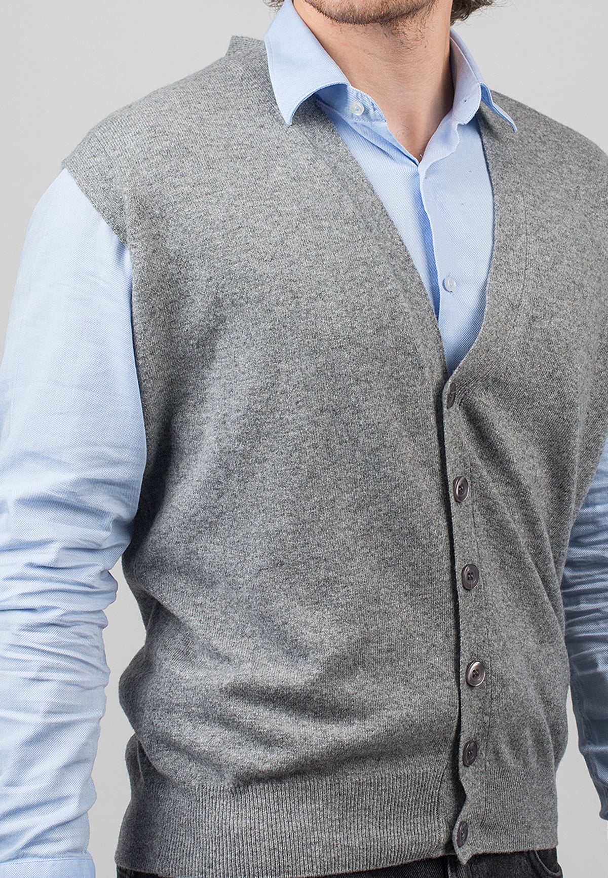 Gilet sans manches homme mélange cachemire, coloris Gris, vue 3 | Dalle Piane Cashmere