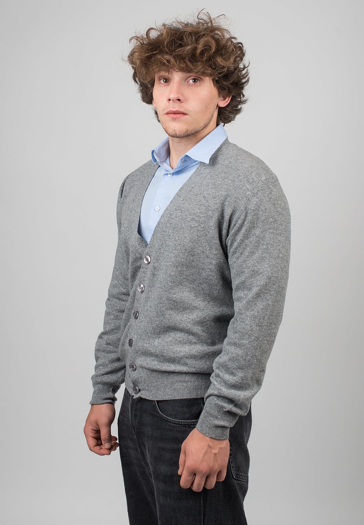 Cardigan homme mélange cachemire, coloris Gris, vue 2 | Dalle Piane Cashmere