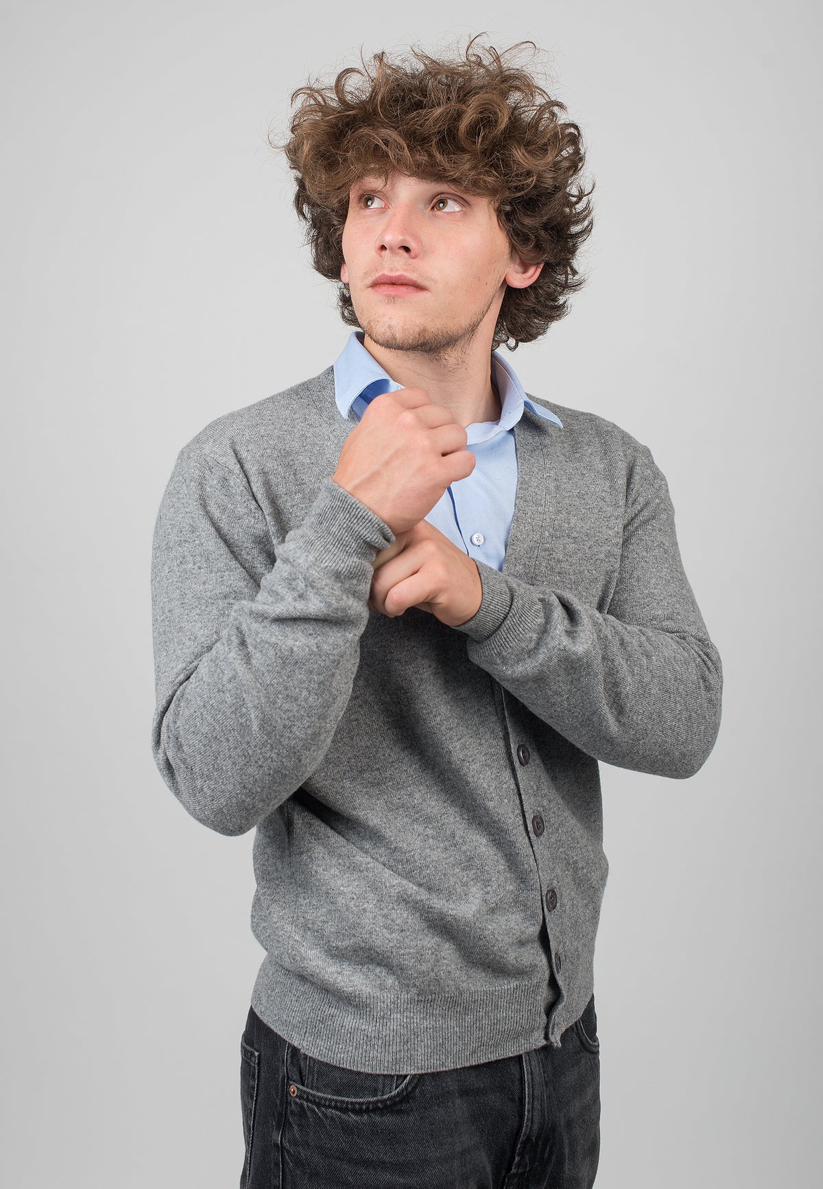 Cardigan homme mélange cachemire, coloris Gris, vue 3 | Dalle Piane Cashmere