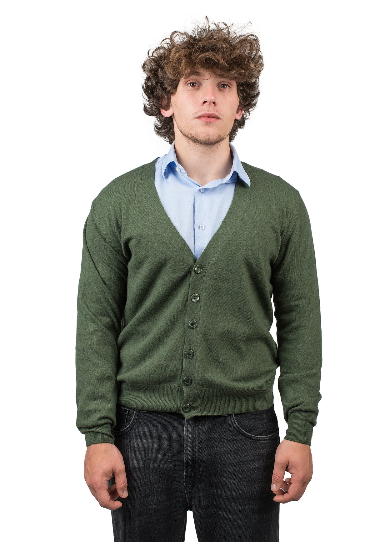 Cardigan homme mélange cachemire, coloris Kaki | Dalle Piane Cashmere