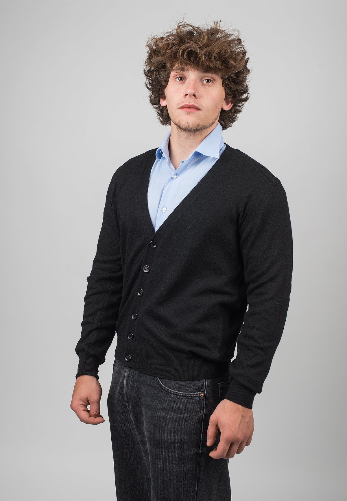 Cardigan homme mélange cachemire, coloris Noir, vue 2 | Dalle Piane Cashmere