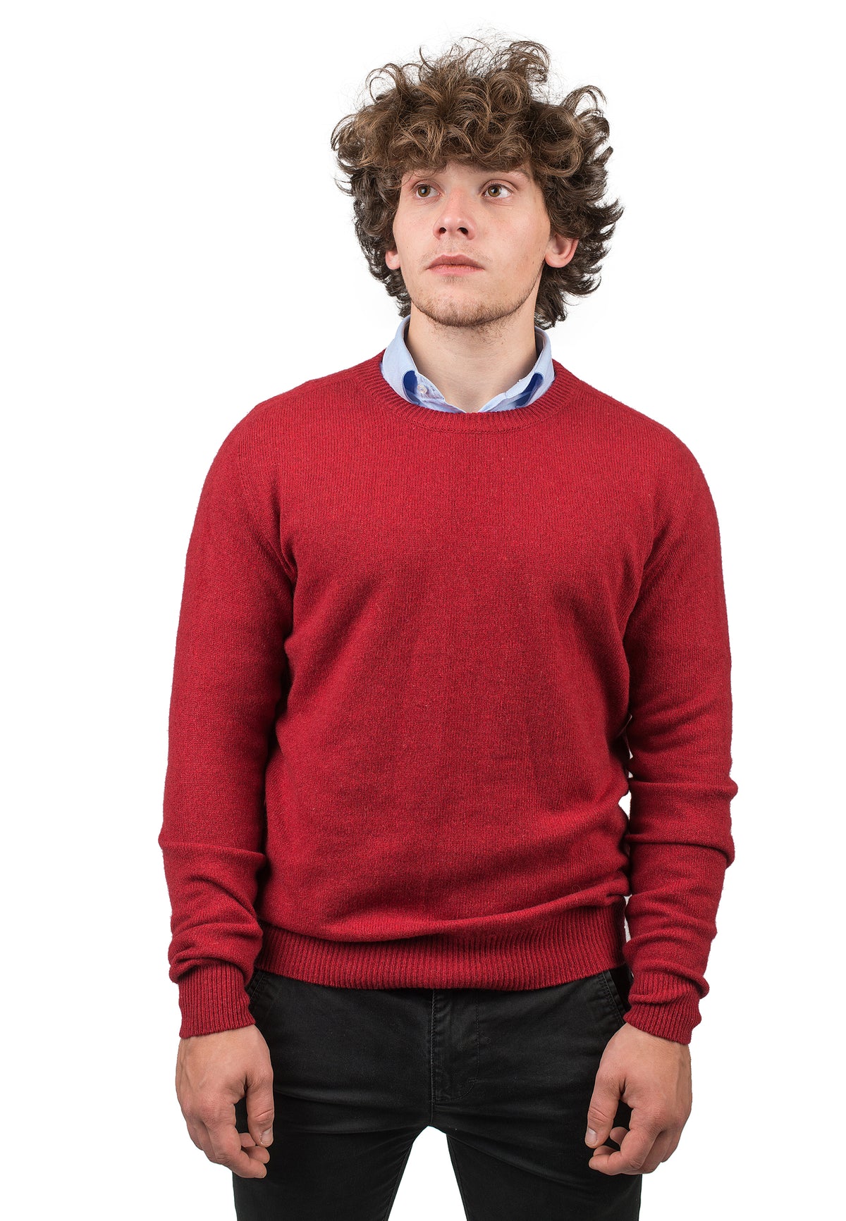 Pull col rond homme en cachemire régénéré, coloris Rouge | Dalle Piane Cashmere