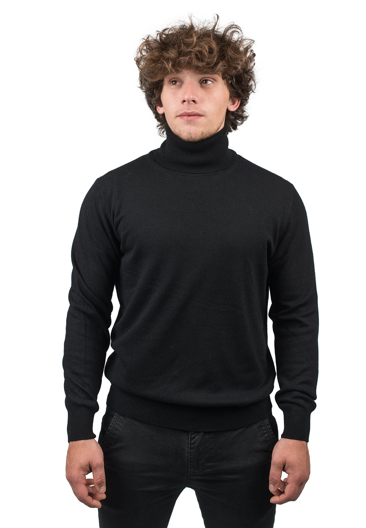 Pull col roulé homme mélange cachemire, coloris Bleu et Noir | Dalle Piane Cashmere