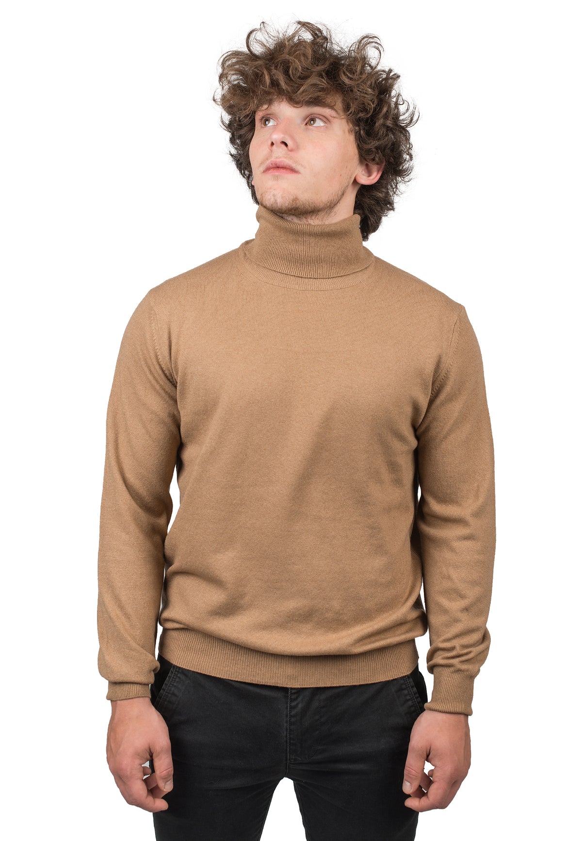 Pull col roulé homme mélange cachemire, coloris Camel | Dalle Piane Cashmere