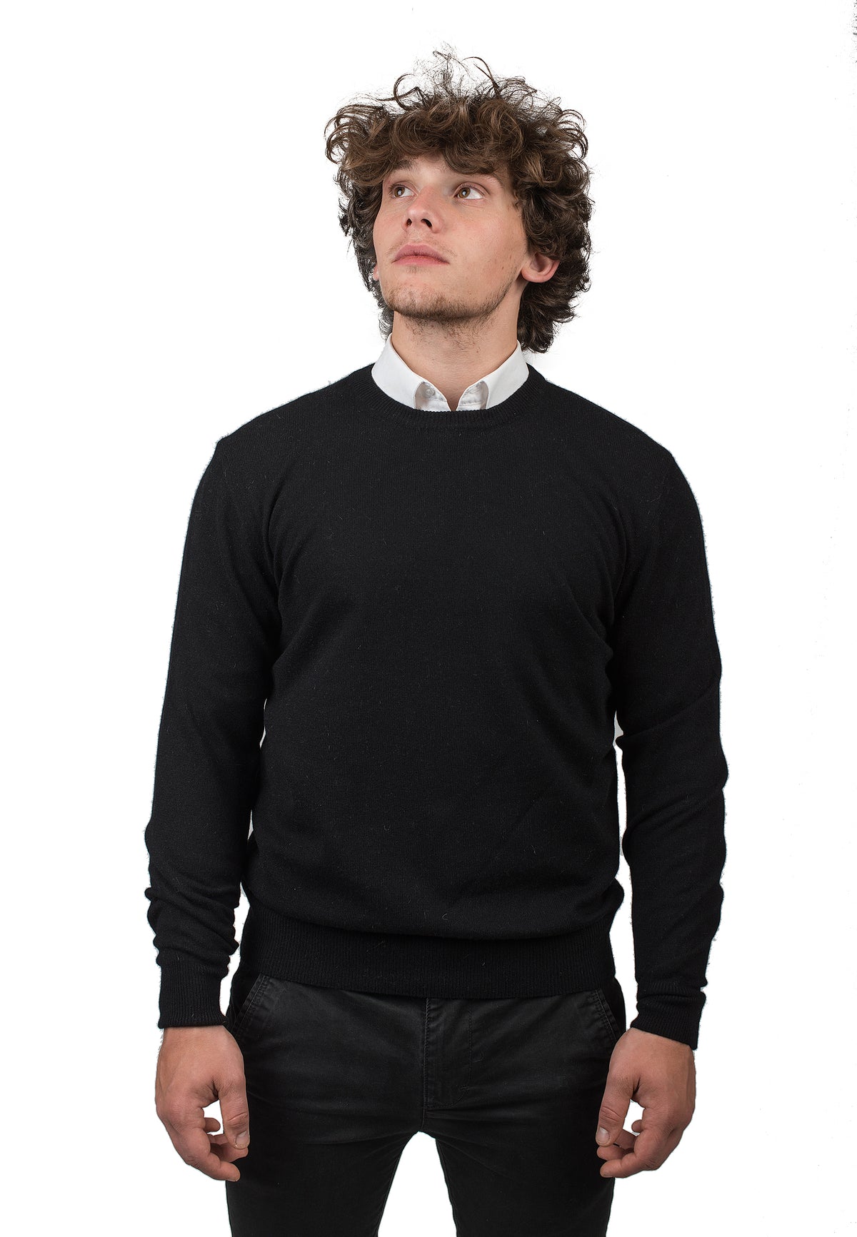 Pull col rond homme 100 % cachemire, coloris Noir | Dalle Piane Cashmere