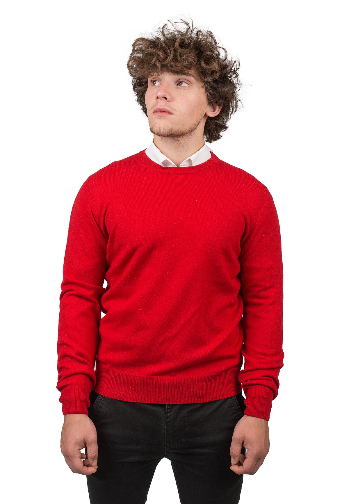 Pull col rond homme 100 % cachemire, coloris Rouge | Dalle Piane Cashmere