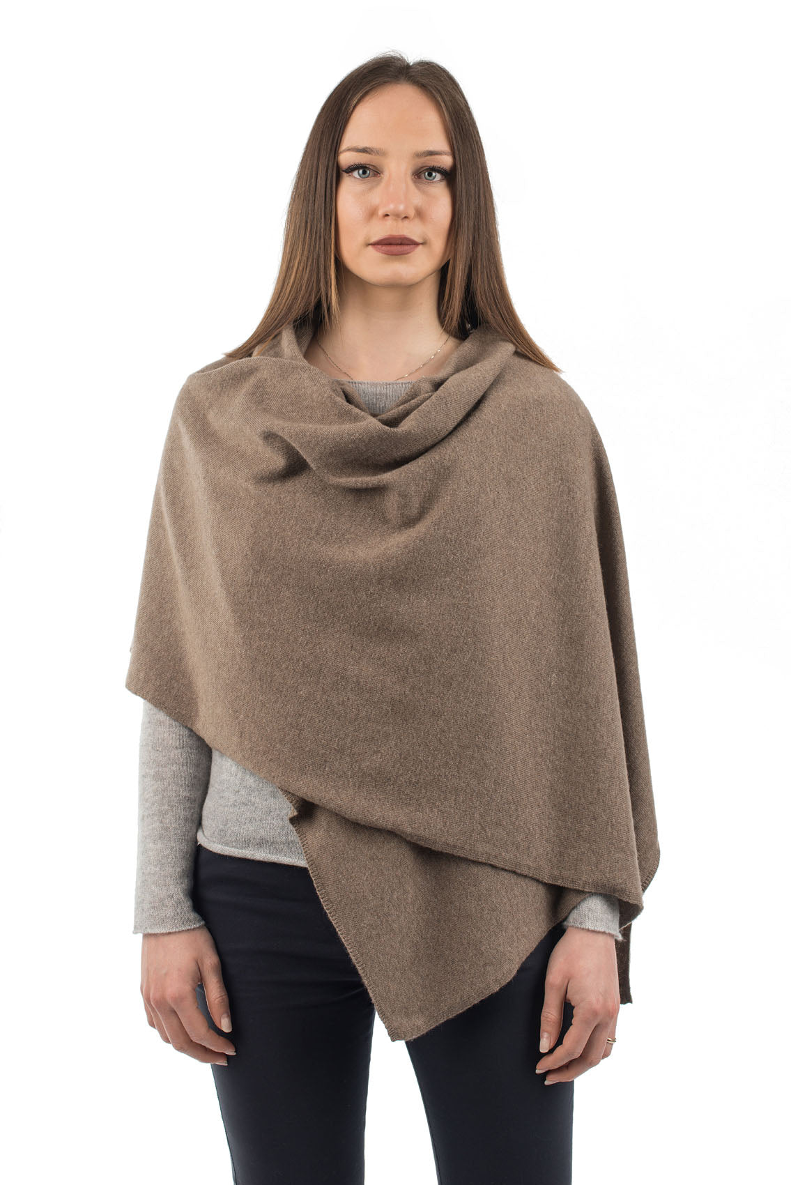 Étole femme mélange cachemire, coloris Vison, vue 2 | Dalle Piane Cashmere