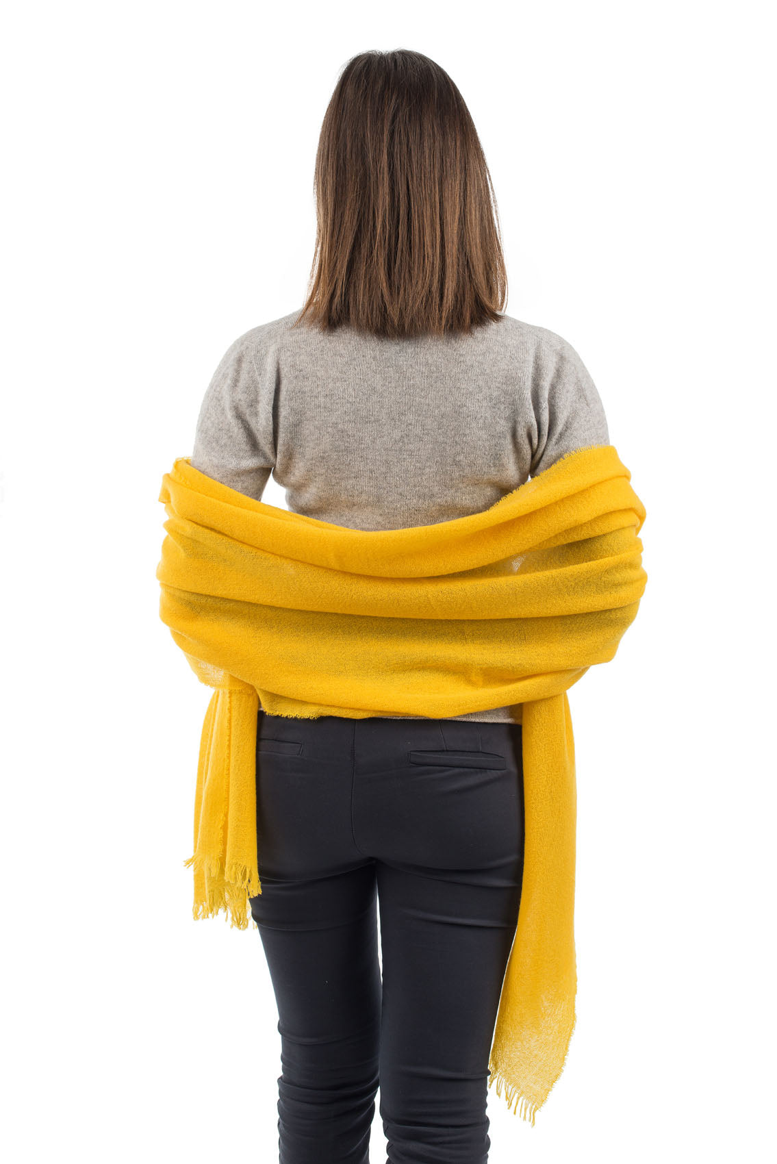 Pashmina femme 100 % cachemire, coloris Jaune, vue 3 | Dalle Piane Cashmere