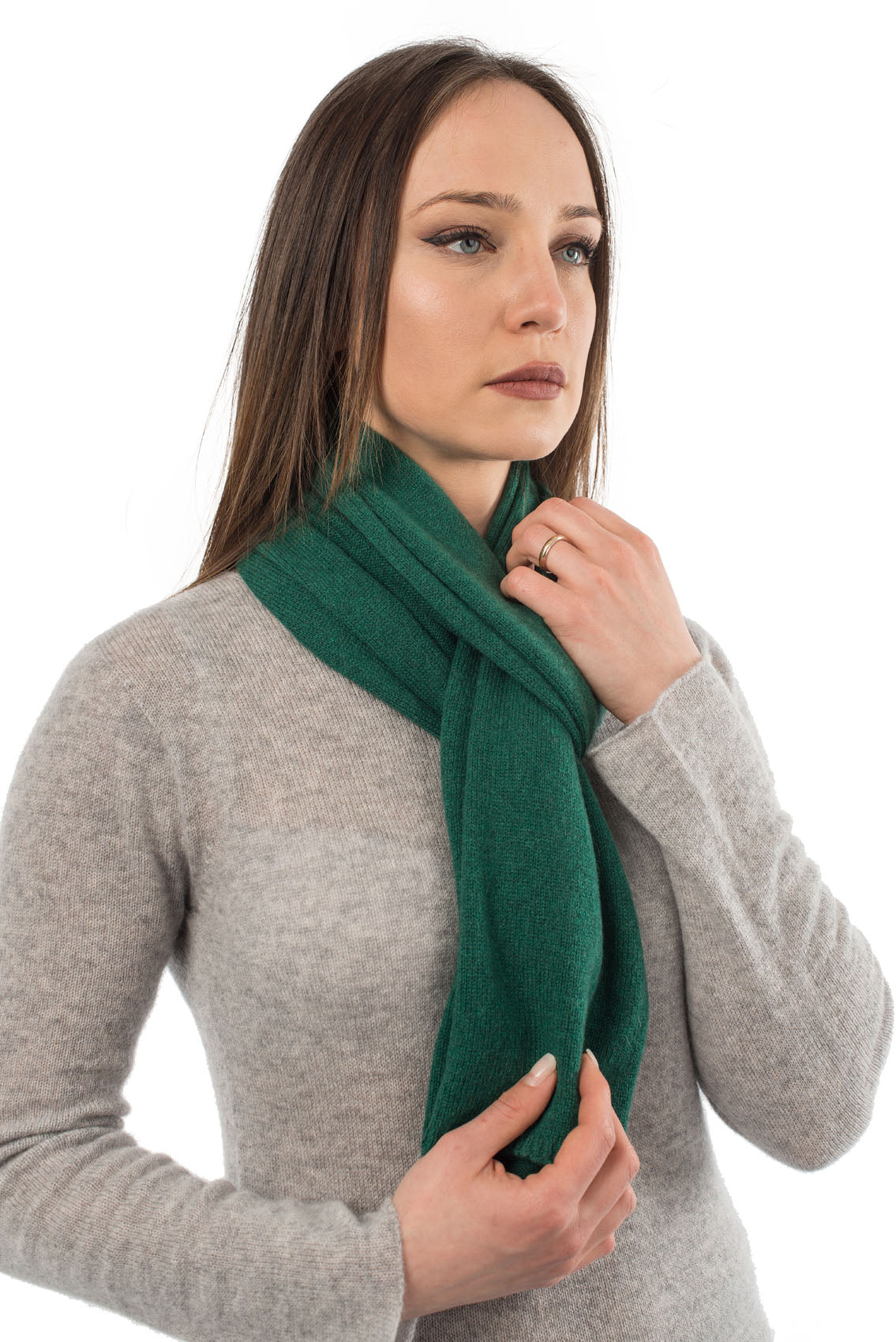 Écharpe mixte 100 % cachemire, coloris Vert, vue 3 | Dalle Piane Cashmere