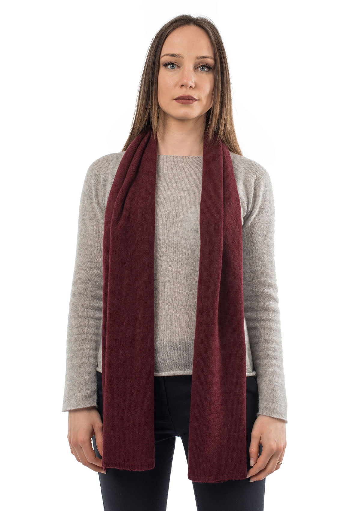 Écharpe mixte 100 % cachemire, coloris Bordeaux | Dalle Piane Cashmere