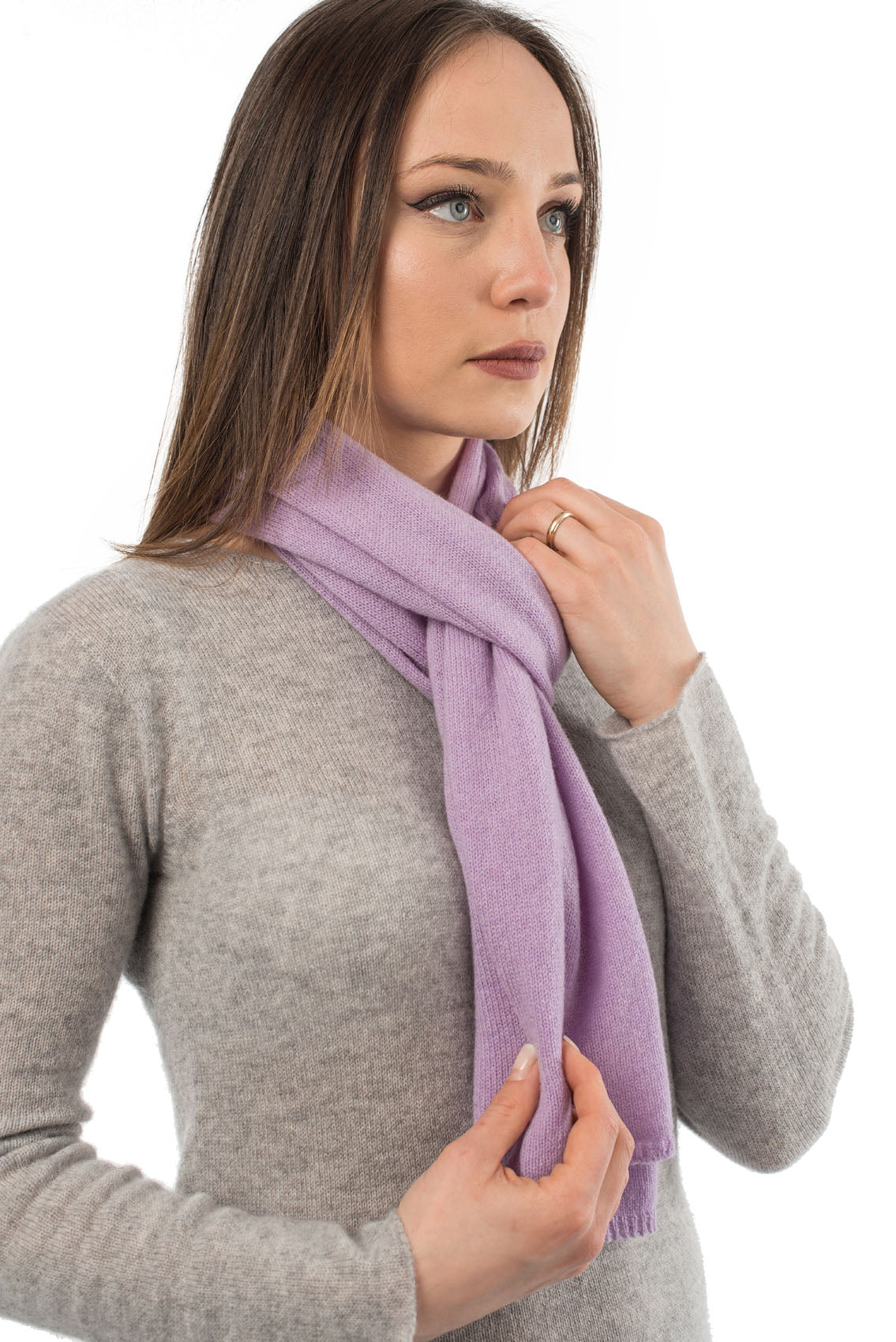 Écharpe mixte 100 % cachemire, coloris Lilas, vue 3 | Dalle Piane Cashmere