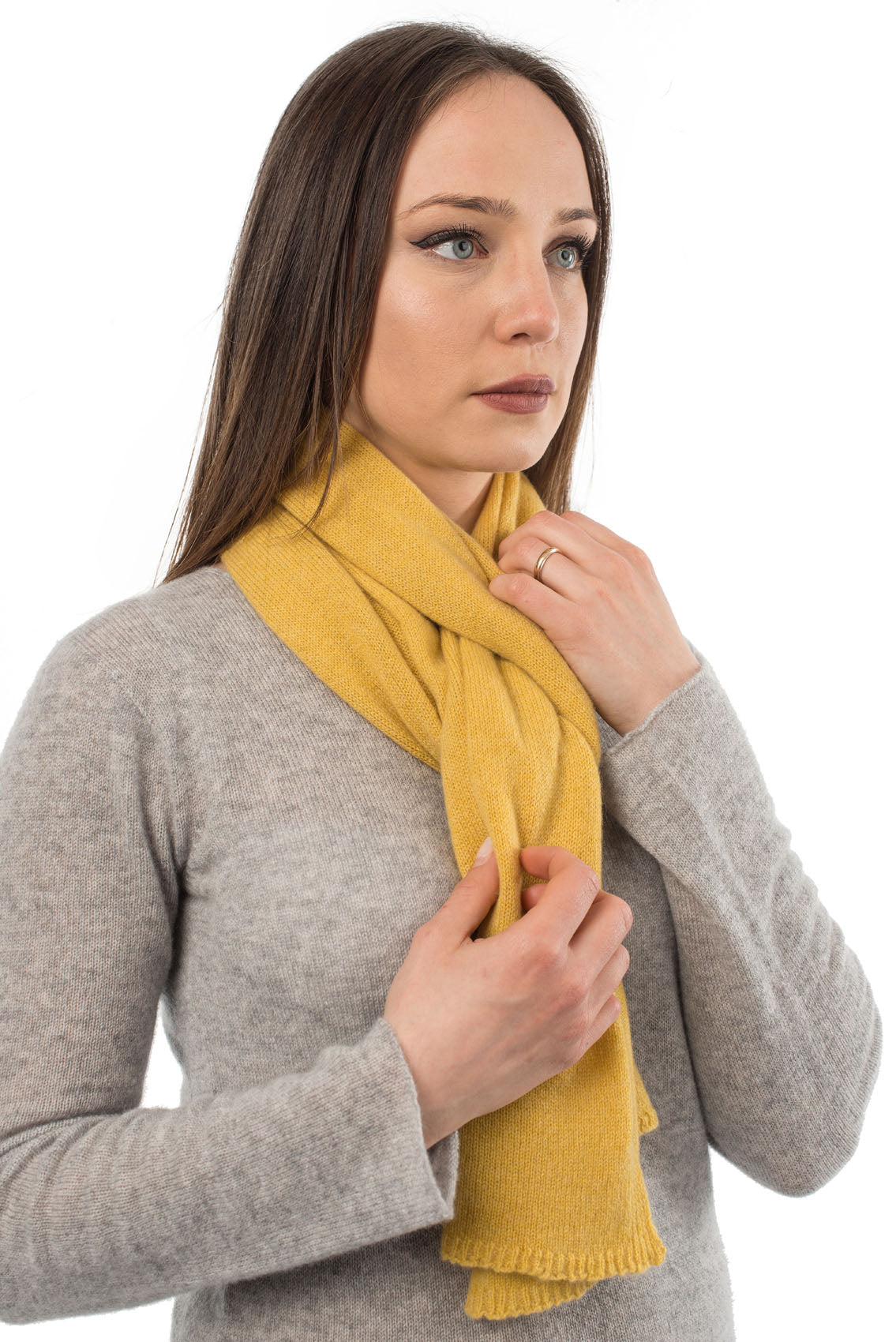 Écharpe mixte 100 % cachemire, coloris Jaune, vue 3 | Dalle Piane Cashmere