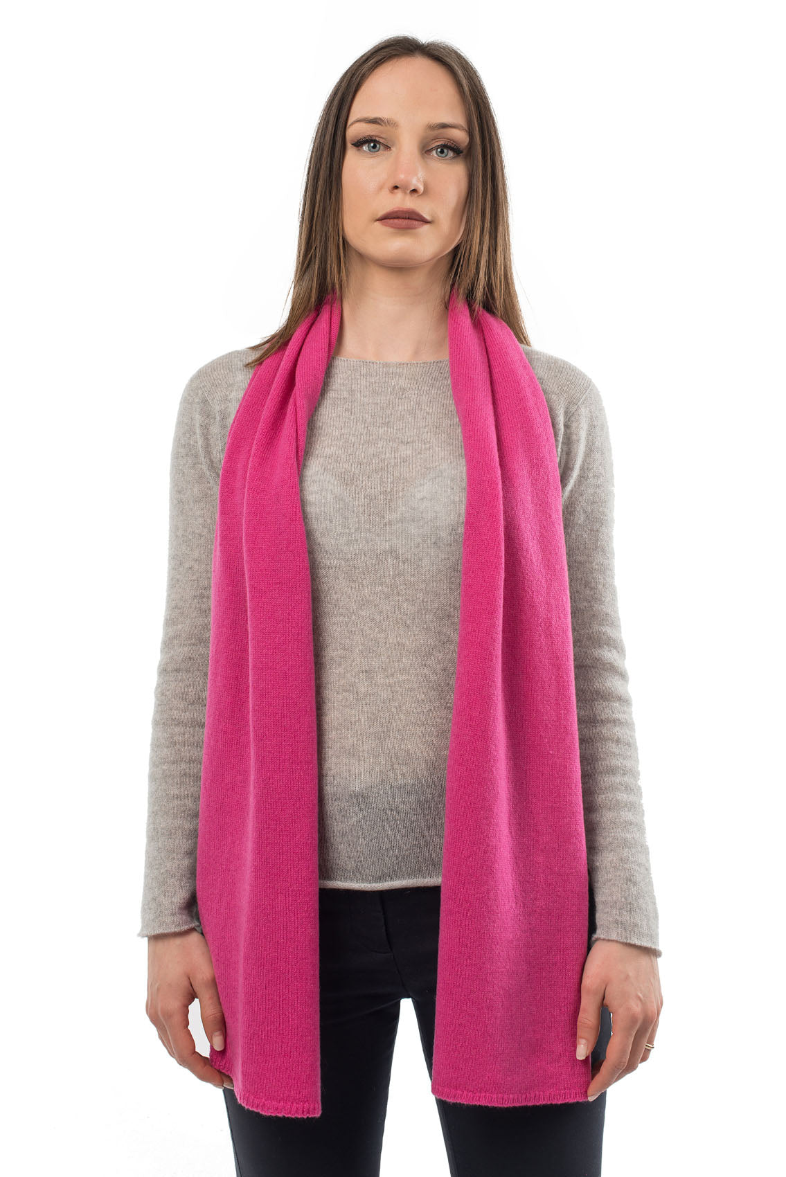 Écharpe mixte 100 % cachemire, coloris Fuchsia | Dalle Piane Cashmere
