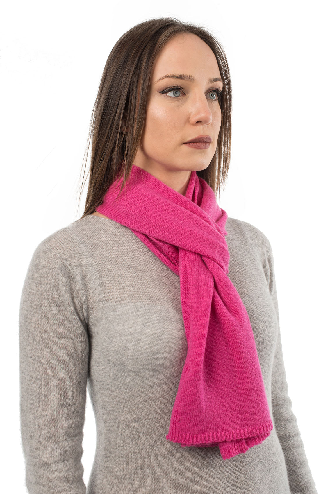 Écharpe mixte 100 % cachemire, coloris Fuchsia, vue 2 | Dalle Piane Cashmere