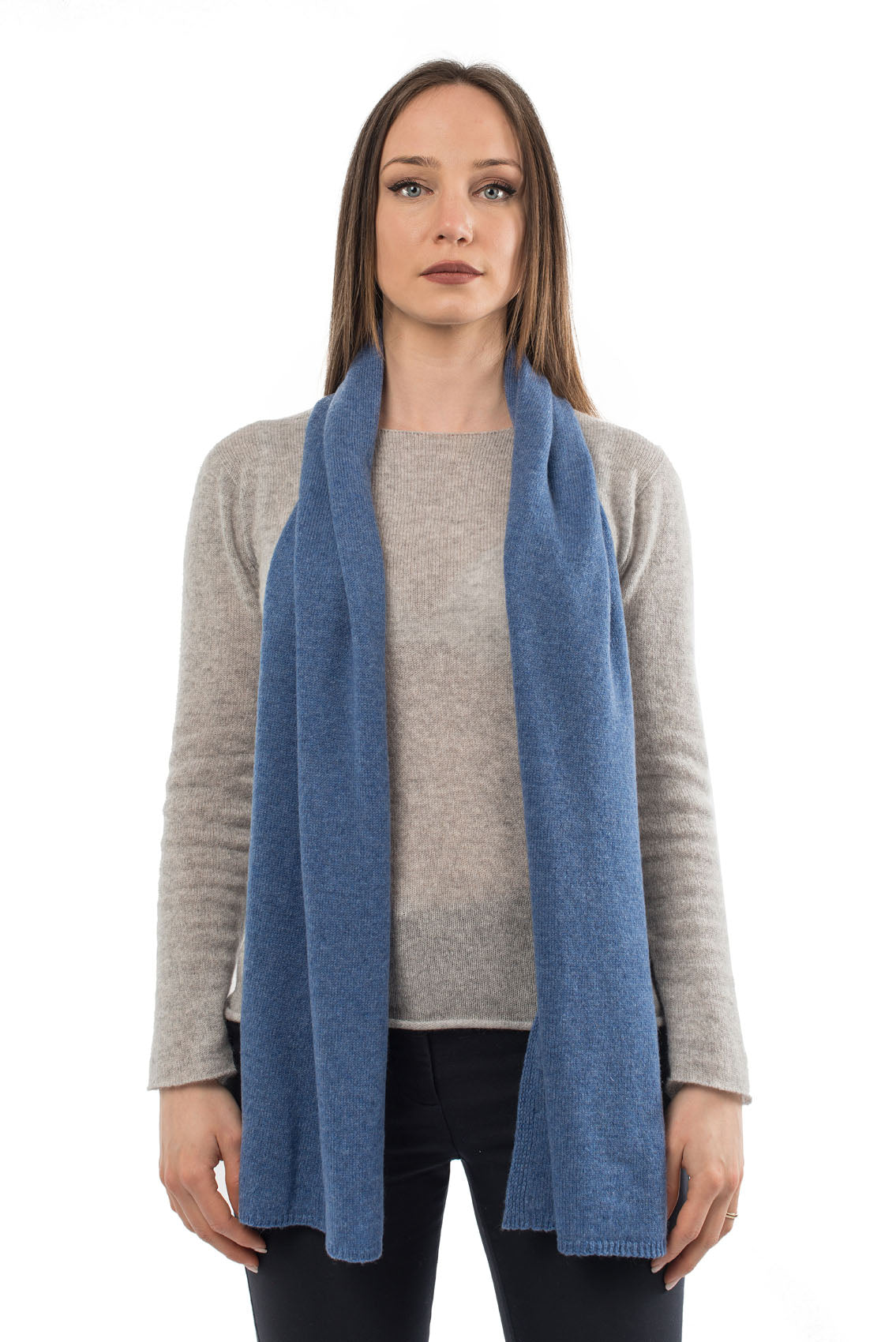 Écharpe mixte 100 % cachemire, coloris Azur | Dalle Piane Cashmere