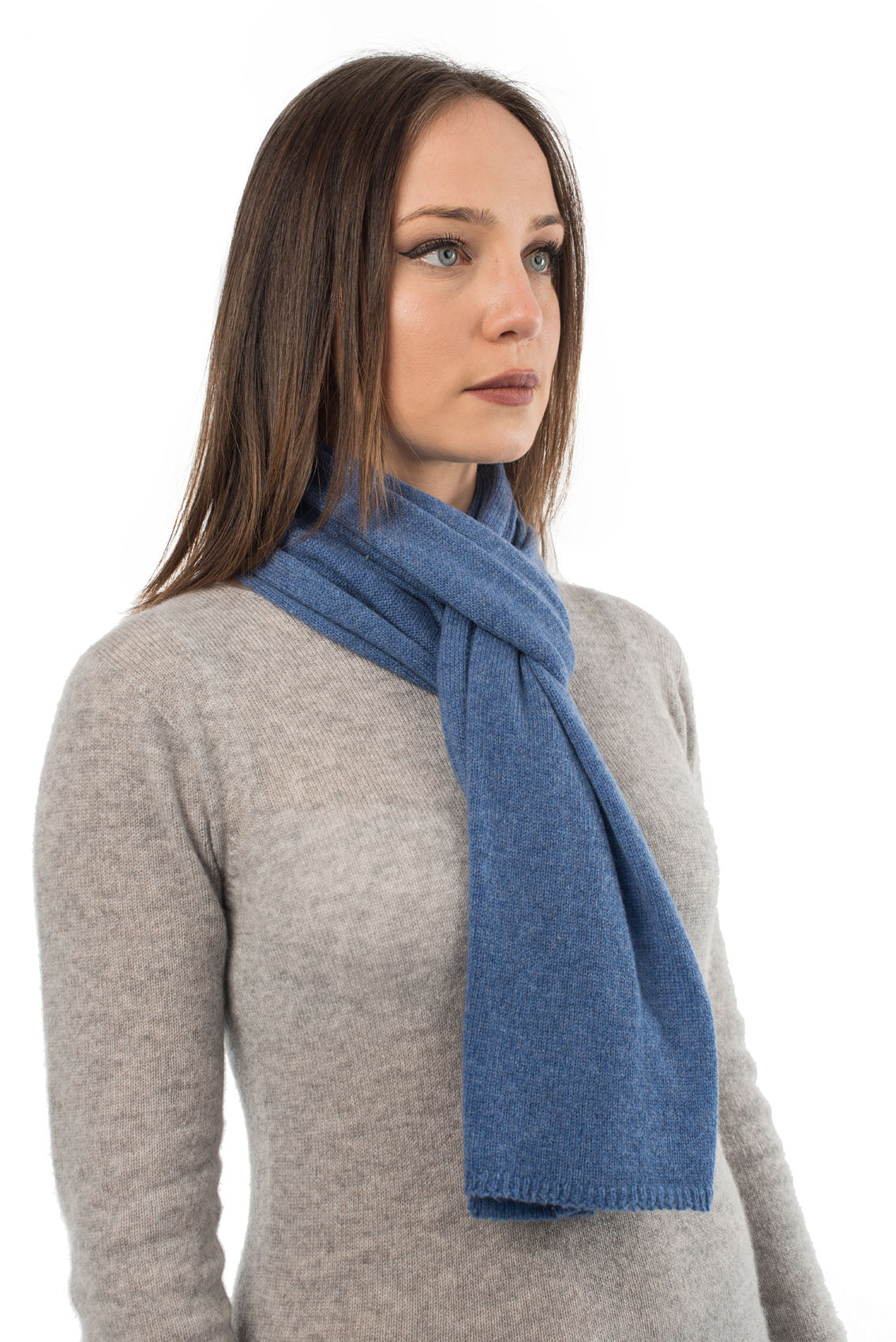 Écharpe mixte 100 % cachemire, coloris Azur, vue 3 | Dalle Piane Cashmere
