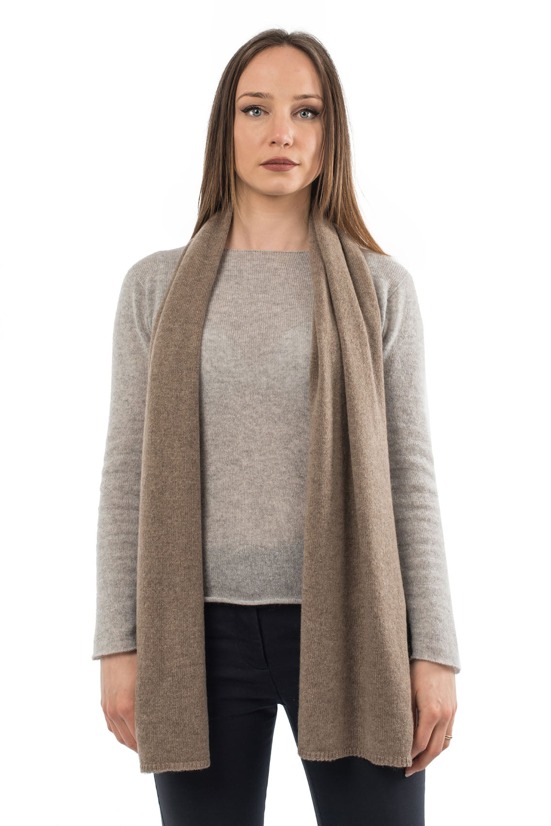 Écharpe mixte 100 % cachemire, coloris Vison | Dalle Piane Cashmere