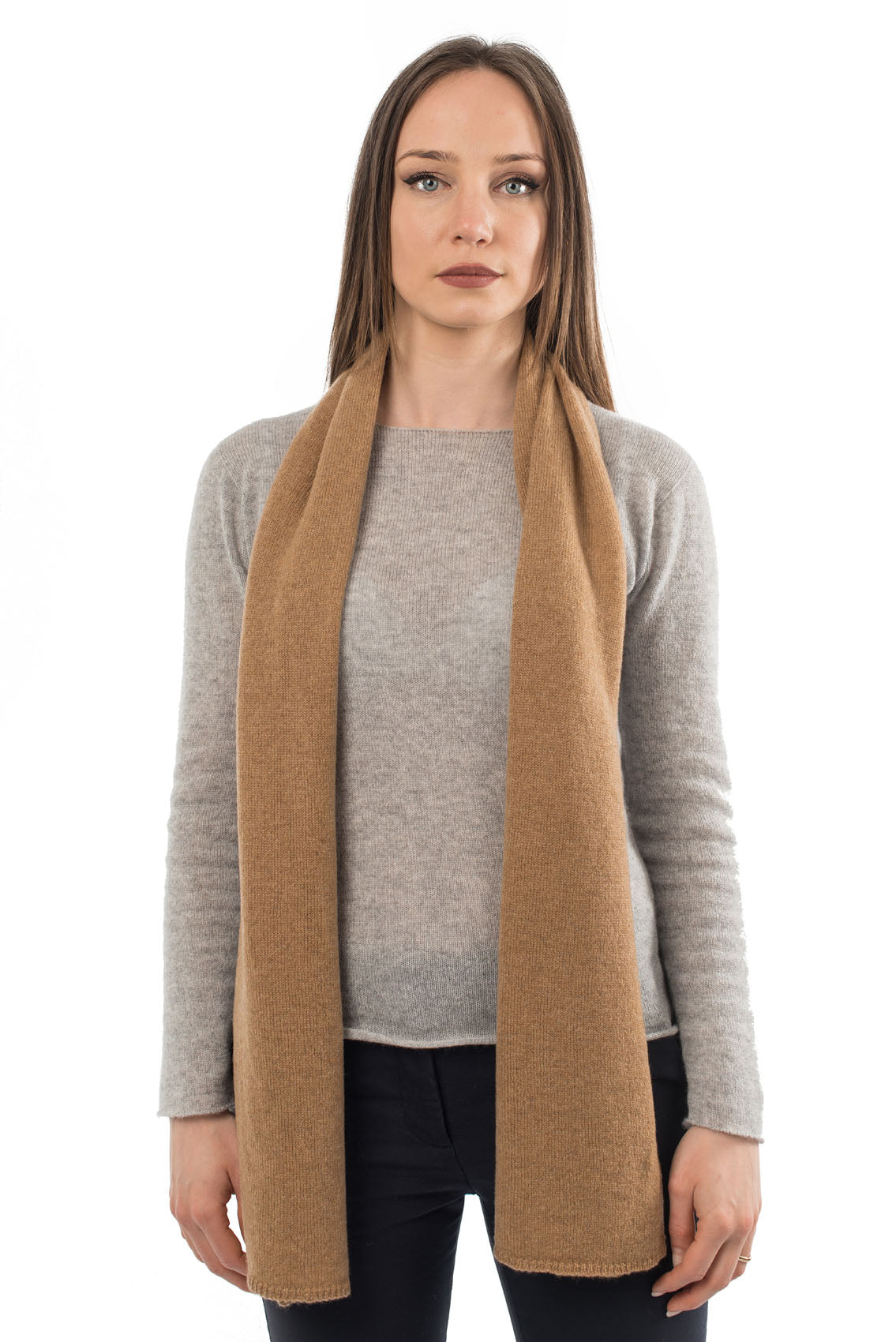 Écharpe mixte 100 % cachemire, coloris Camel | Dalle Piane Cashmere