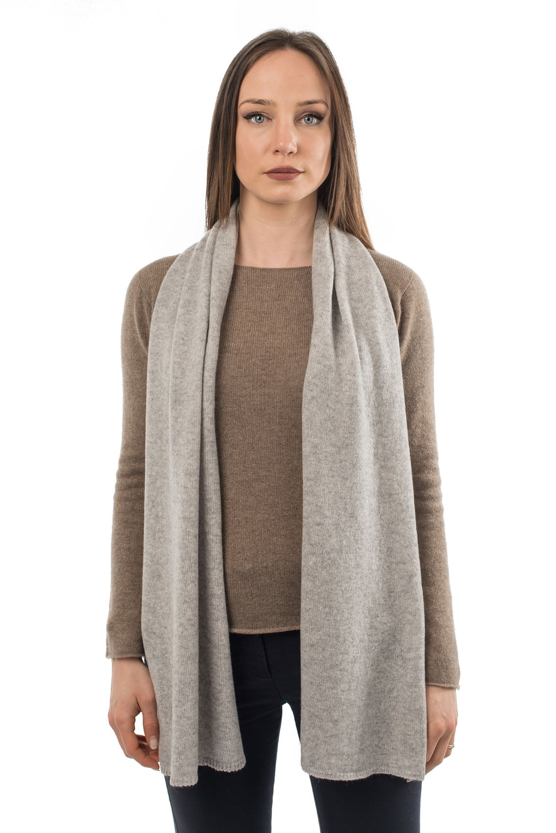 Écharpe mixte 100 % cachemire, coloris Gris | Dalle Piane Cashmere