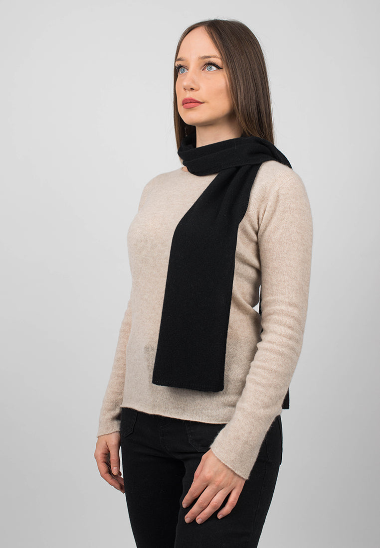 Petite écharpe femme 100 % cachemire, coloris Noir, vue 2 | Dalle Piane Cashmere