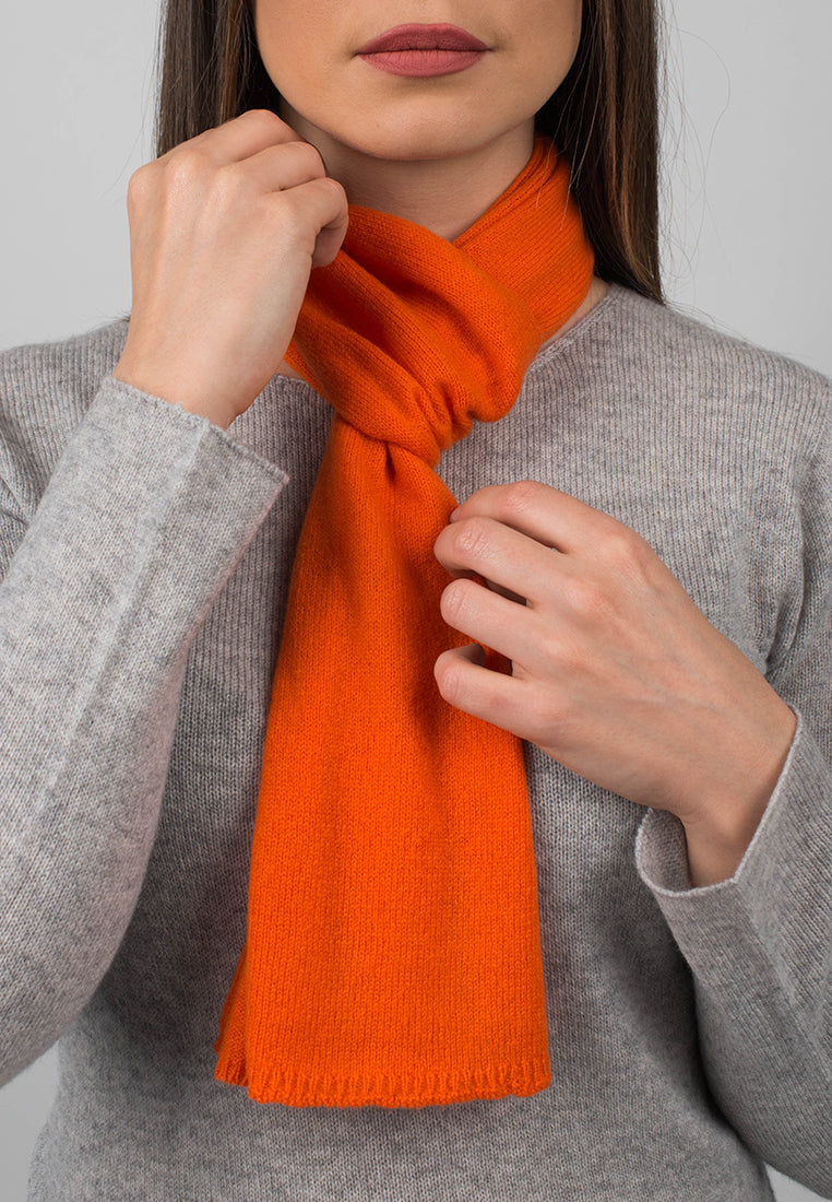 Petite écharpe femme 100 % cachemire, coloris Orange, vue 4 | Dalle Piane Cashmere