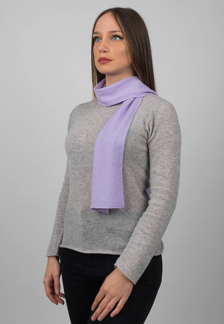 Petite écharpe femme 100 % cachemire, coloris Lilas, vue 2 | Dalle Piane Cashmere