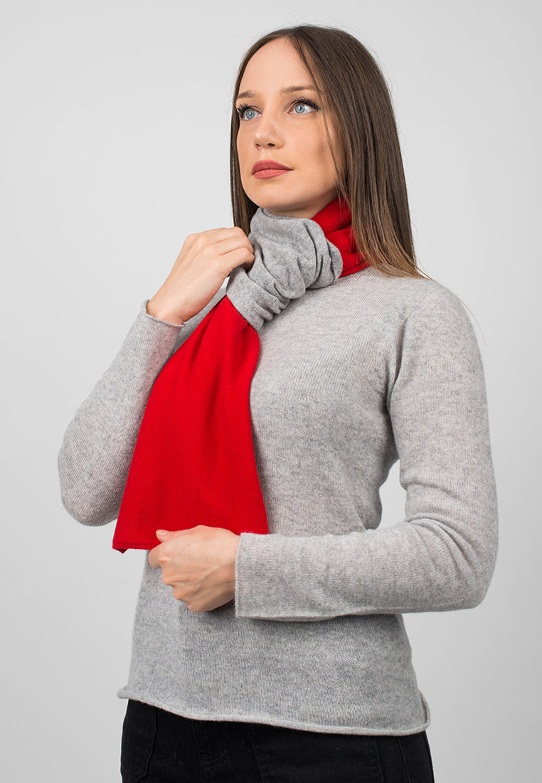 Écharpe femme bicolore 100 % cachemire, coloris Rouge-Gris, vue 4 | Dalle Piane Cashmere