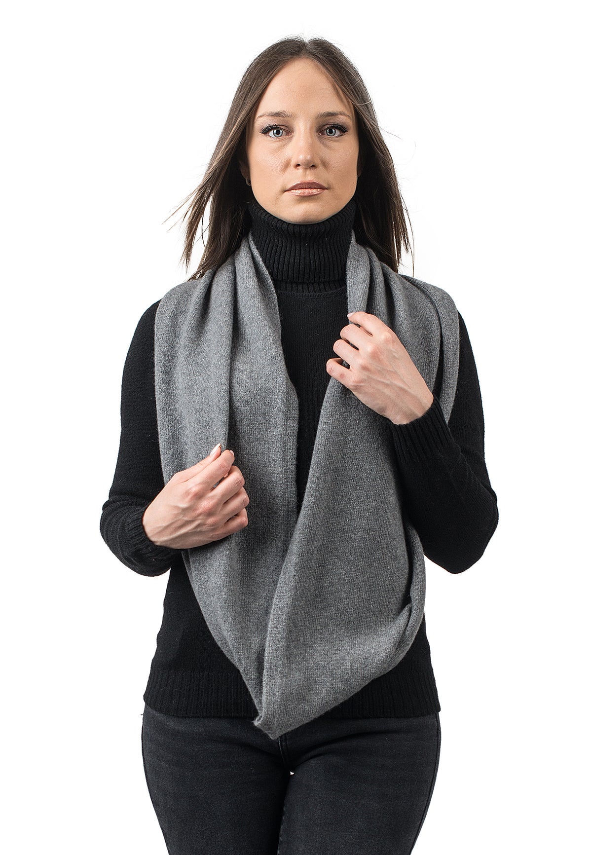 Snood femme en cachemire régénéré, coloris Gris | Dalle Piane Cashmere