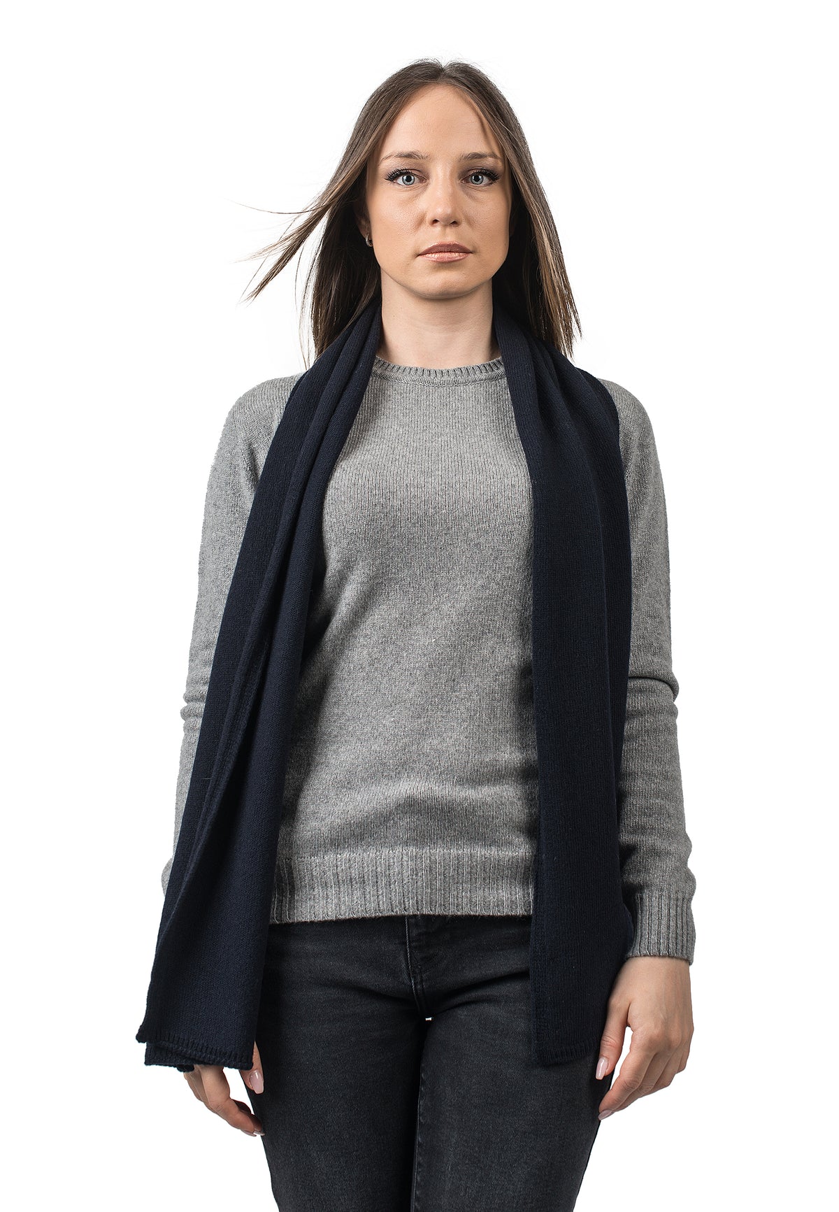 Écharpe femme en cachemire régénéré, coloris Bleu | Dalle Piane Cashmere