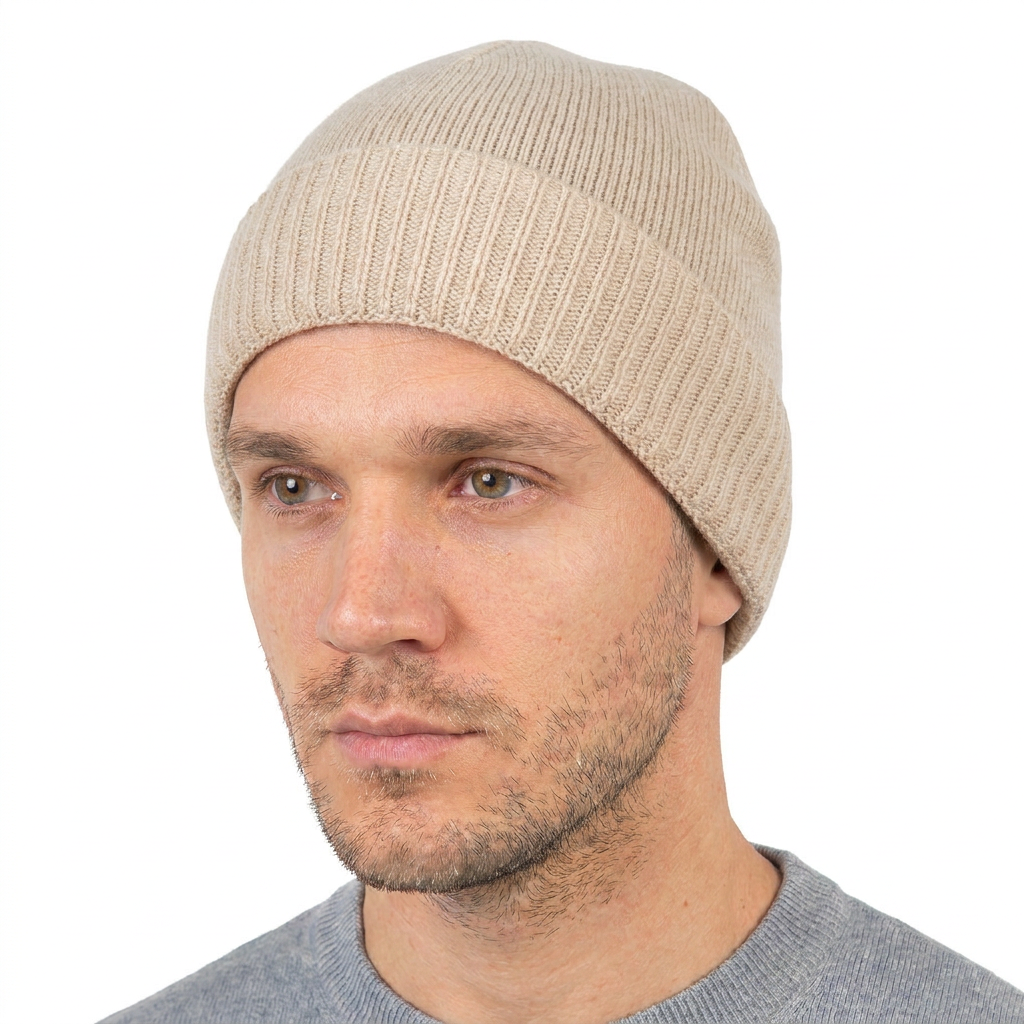 Bonnet jersey homme en 100 % cachemire